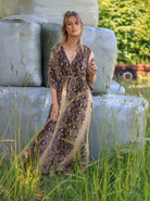 BCLUNA long V-neck dress - Python - Black Colour