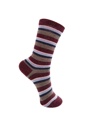 BCBRANDI striped sock - Wine - Black Colour