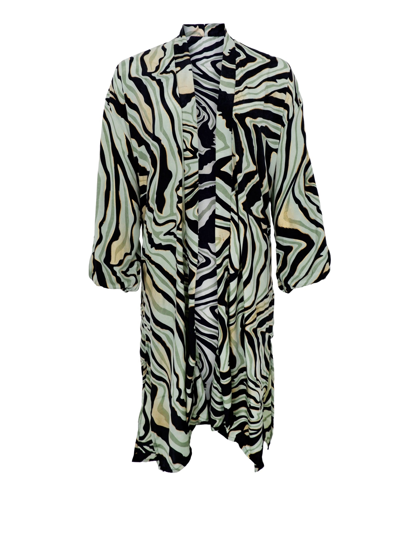 BCLUNA long kimono - Green Craze - Black Colour