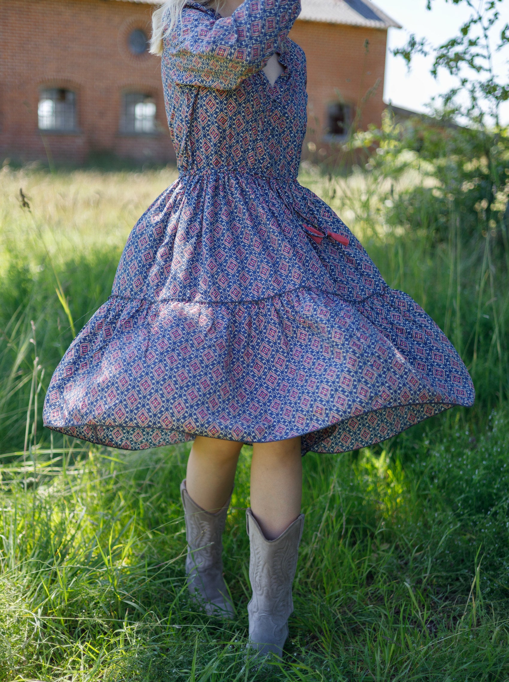 BCLUNA Rose boho short dress - Poetic Blue - Black Colour