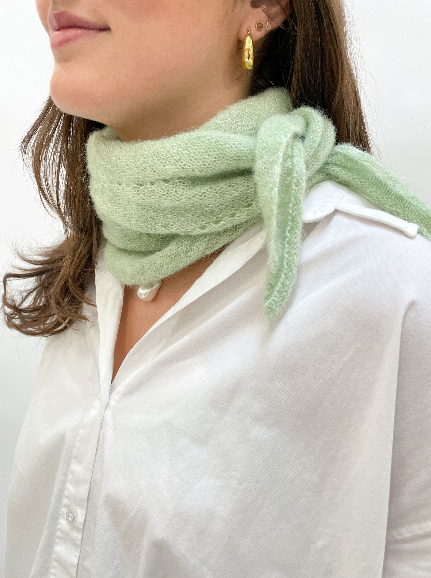 BCDELL knitted mini scarf - Sage Green - Black Colour