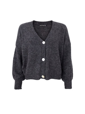 BCDELL heavy knit cardigan - Charcoal - Black Colour