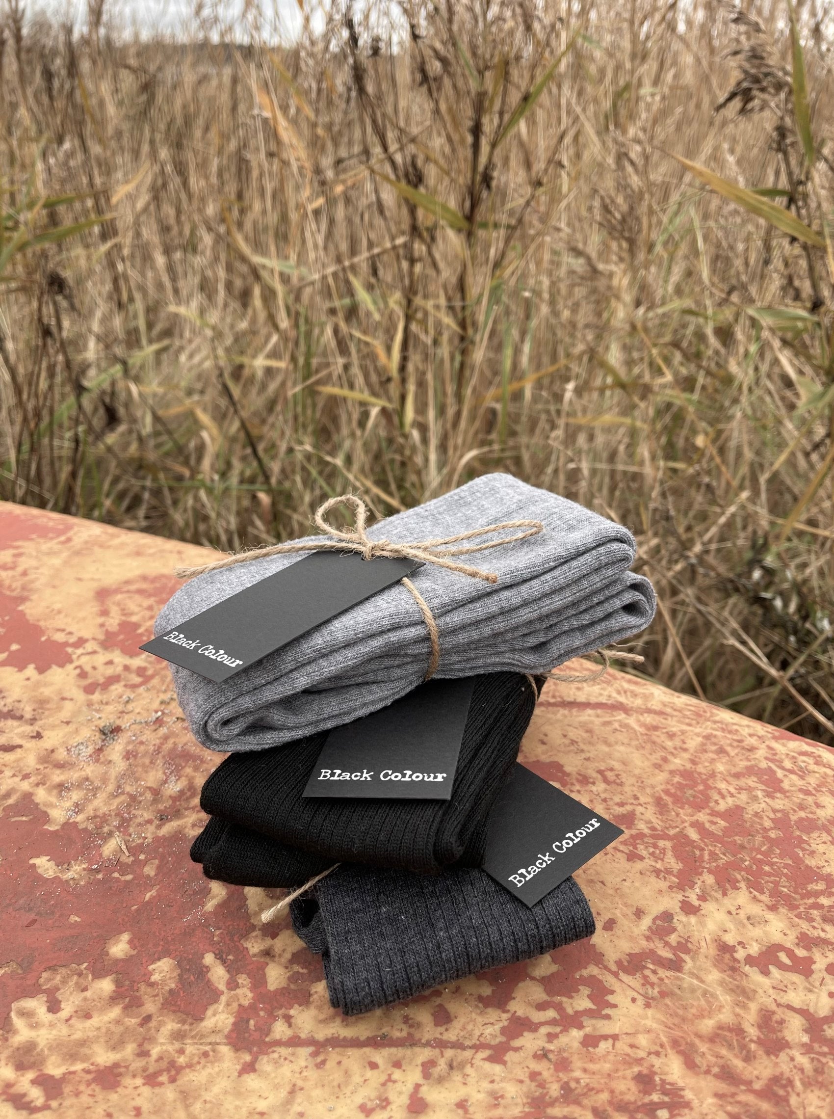 BCMALIKA kneehigh rib sock - Lt. Grey - Black Colour