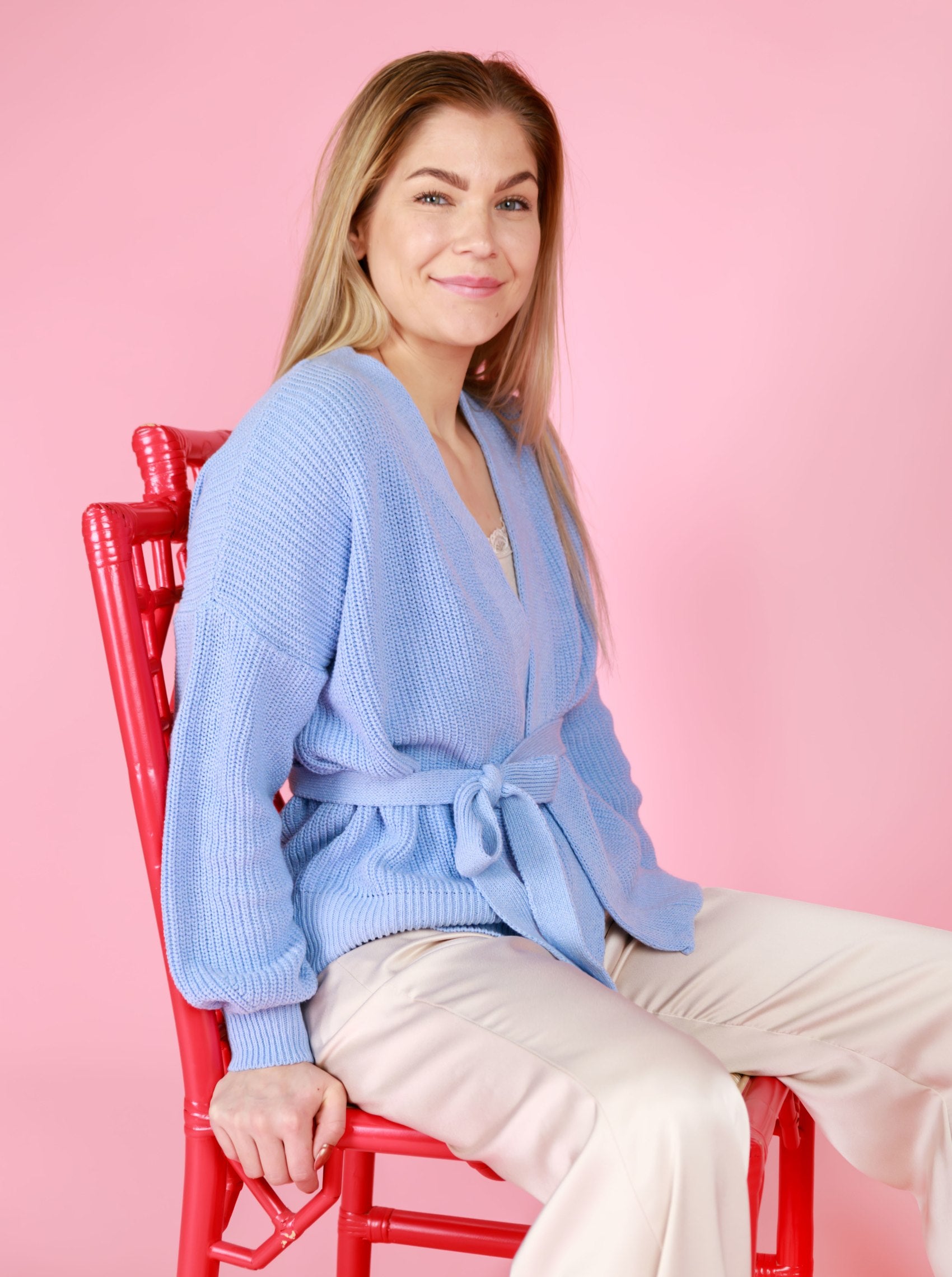 BCFRY knit cardigan - Sky Blue - Black Colour