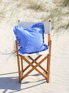 BCFLORA CUSHION COVER WITH FRILL - Blue Stripe - Black Colour