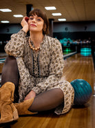 BCLUNA Rose boho short dress - Gold Grey - Black Colour