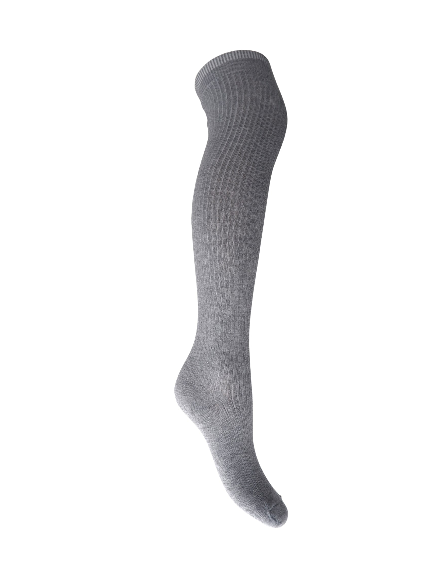 BCMALIKA kneehigh rib sock - Lt. Grey - Black Colour