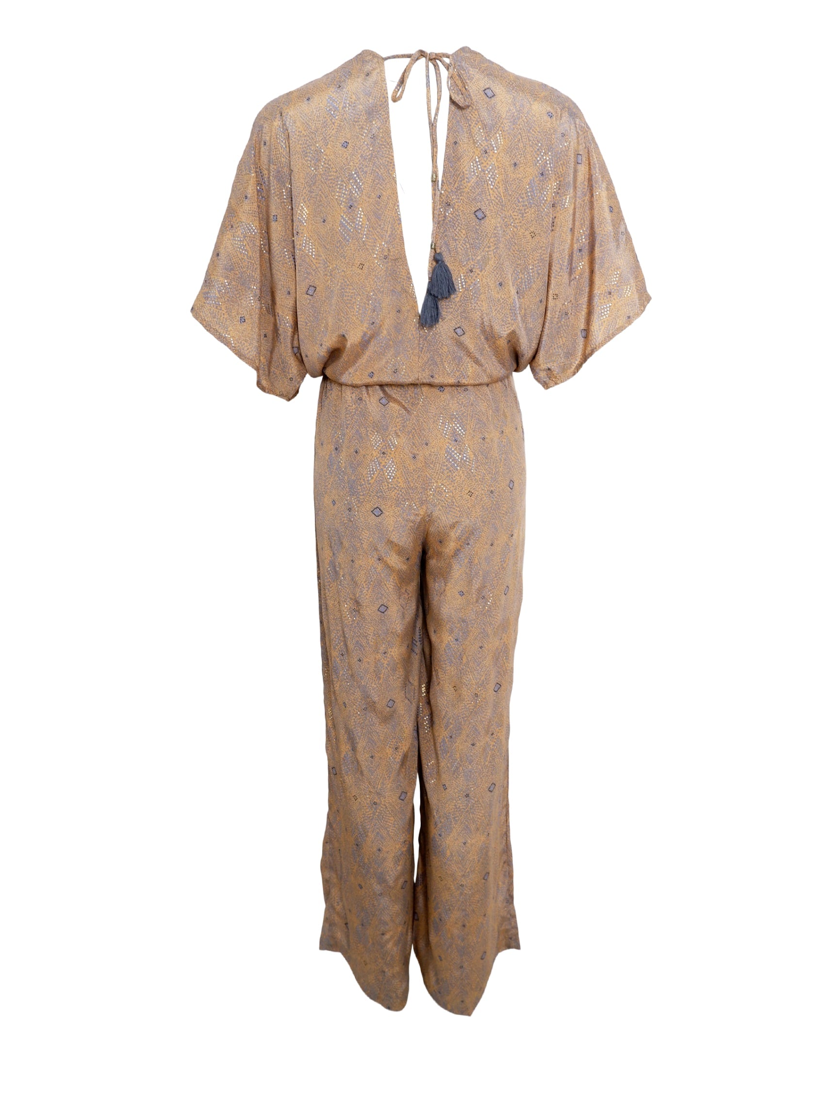 BCLUNA double v-neck jumpsuit - Argyle Sand - Black Colour