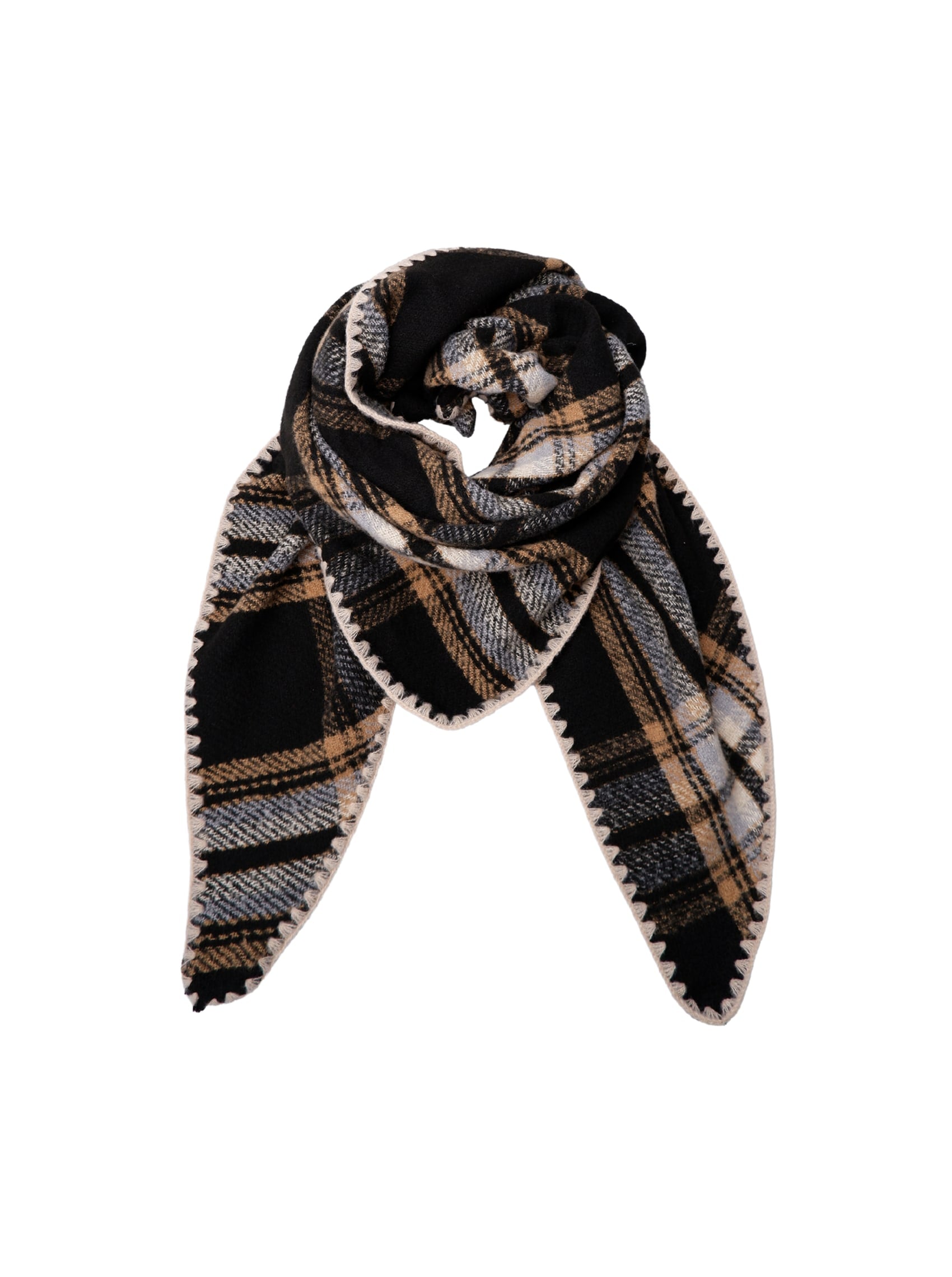 BCLEONI chequered scarf - Black - Black Colour