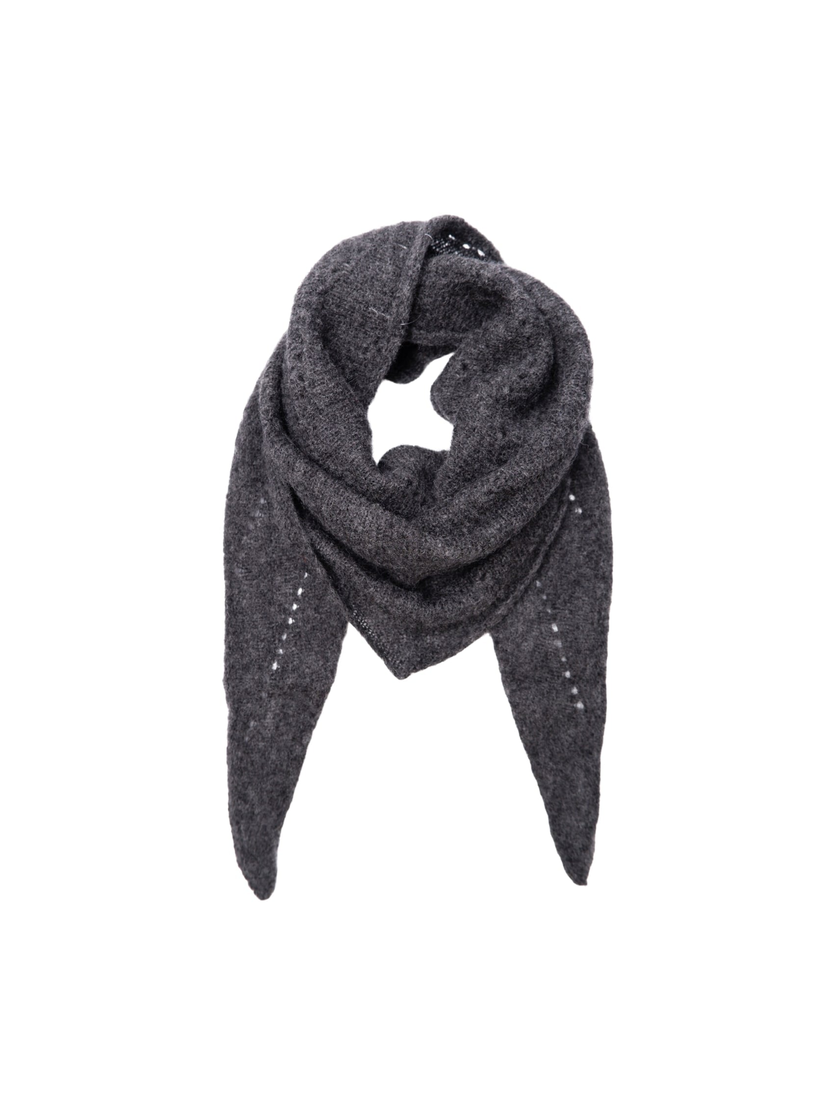 BCDELL knitted mini scarf - Dk. Grey Melange - Black Colour
