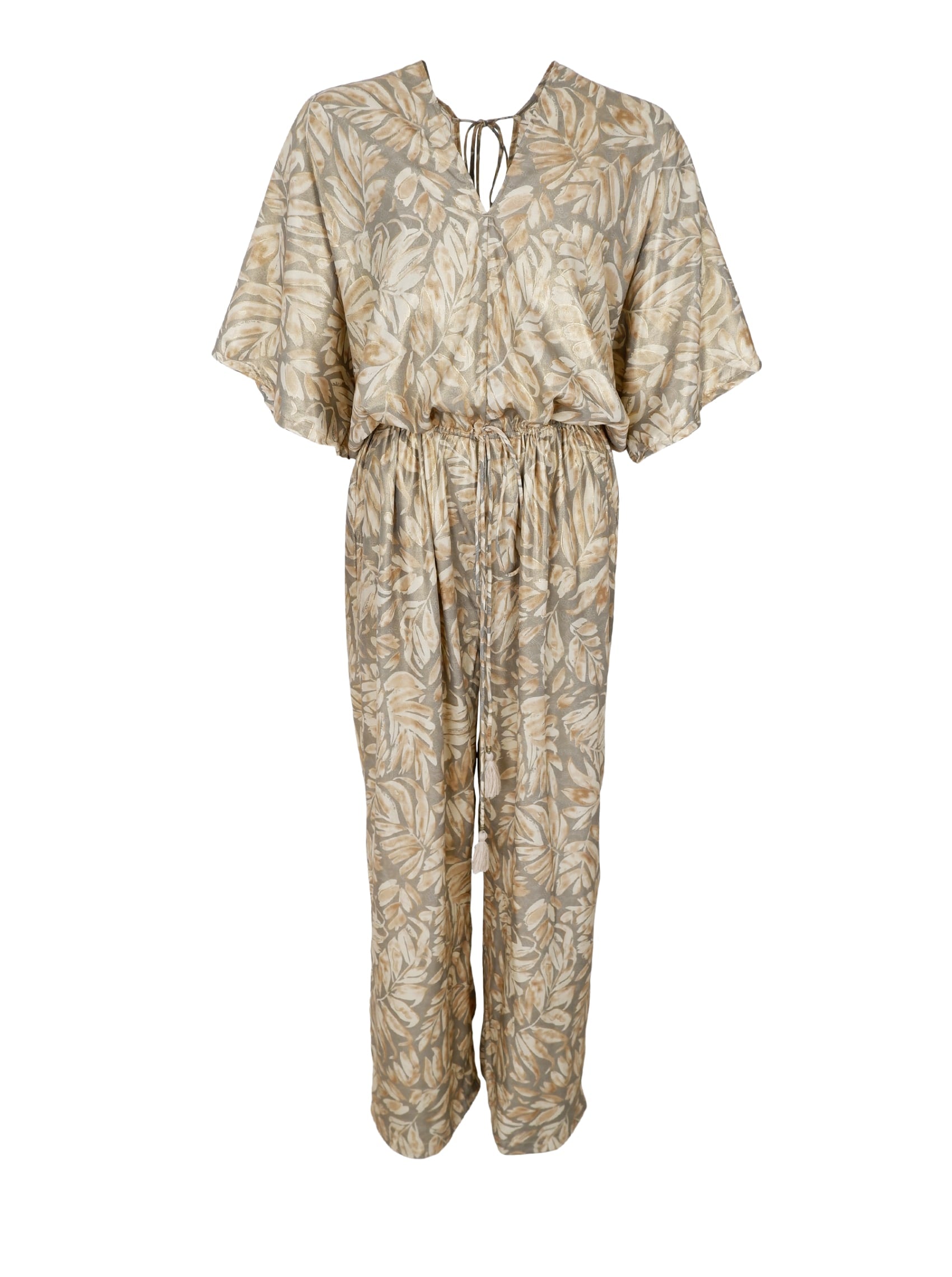 BCLUNA double v-neck jumpsuit - Golden Sand - Black Colour