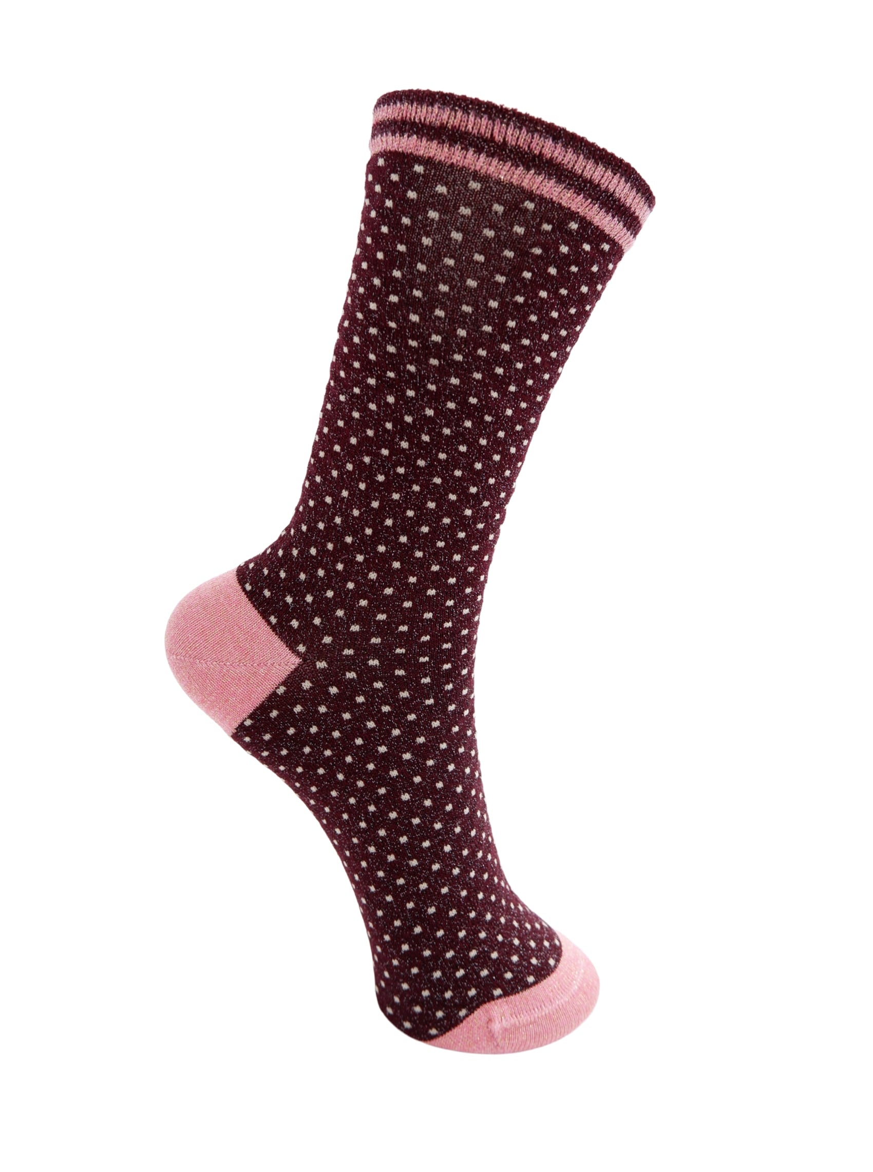 BCLolly dot sock - Wine - Black Colour
